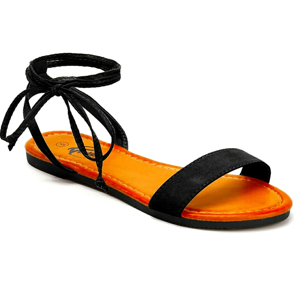 Trary Black Lace Up Sandals-NWT Size 8